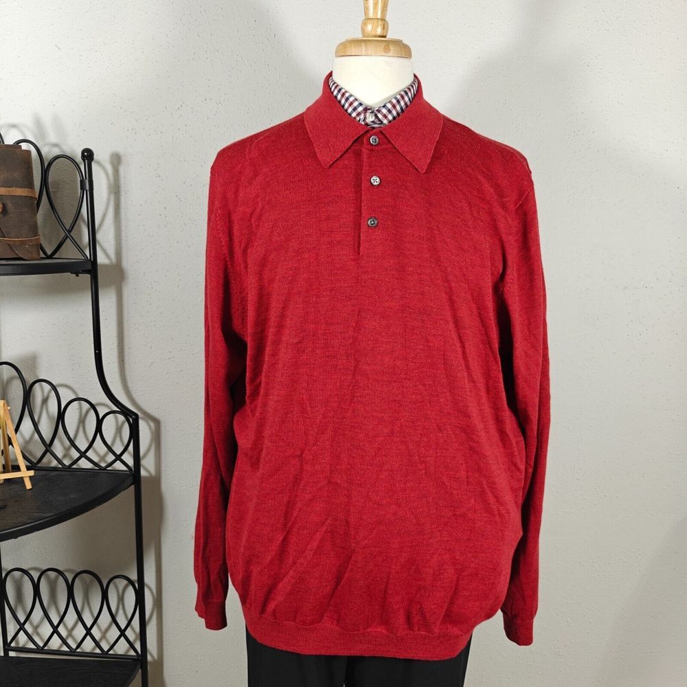 Brooks Brothers Men's Pullover Sweater Red Merino Wool Size XL